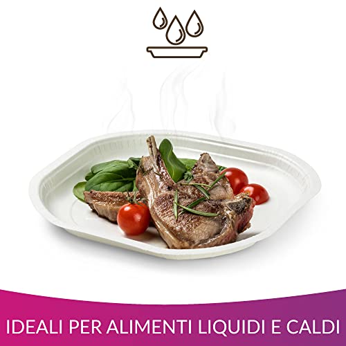 Cuki Platos planos de cartón biodegradable y compostable, ideales con alimentos líquidos y calientes, 1 paquete de 75 unidades, para picnics, fiestas, barbacoas, almuerzos y cenas, 20,3 x 20,3 cm - immagine 3