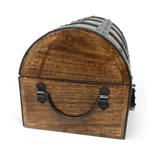 Nautical Cove Handmade Wooden Treasure Chest Storage Box – Deluxe Design with Real Leather Accents, Working Iron Lock & Skeleton Keys, Decorative Keepsake Chest (Medium - 10 x 7 x 7) by Nautical Cove - Image 4