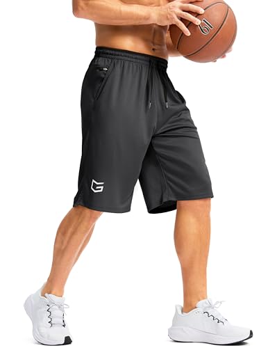 G Gradual Men's Long Basketball Shorts with Zipper Pocket 11'' Quick Dry Gym Shorts Lightweight Mesh Athletic Shorts for Men3