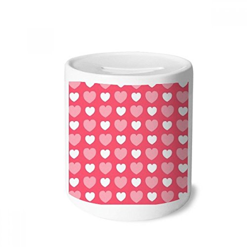 Tirelire en céramique motif rose blanc cœur Saint-Valentin multicolore pour enfants et adultes 9cm