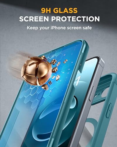 Image of Miracase for iPhone 17e Case & iPhone 16e Case, Full-Body Phone with Built-in Glass Screen Protector, [Magnetic with MagSafe] Military Drop Proof 17 E / 16 E Cover Bumper 6.1 inch, Green