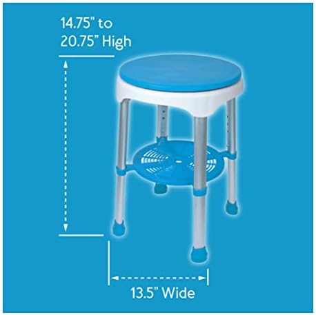 Carex Easy Swivel Bath Stool and Bathtub Stool - Shower Stool, Adjustable Rotating Bath Seat and Shower Chair for Elderly with Storage Tray, Shower Stools For Seniors