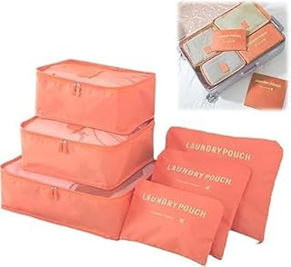 مجموعة منظم حقائب السفر – طقمين مكونين من ٦ قطع بأحجام مختلفة – برتقالي