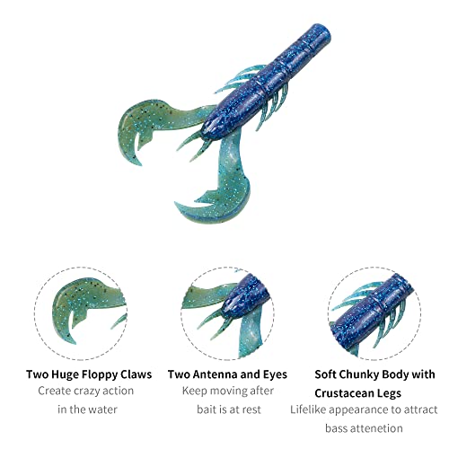 Bombrooster Craw Bait 25Pcs - Jig Trailer Fishing Lure Creature With 2 Huge Pincers, Soft Plastic Craw For Bass Fishing #TOP2