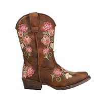 ROPER Kids Girls Brown Faux Leather Juliet Floral Cowboy Boots 12