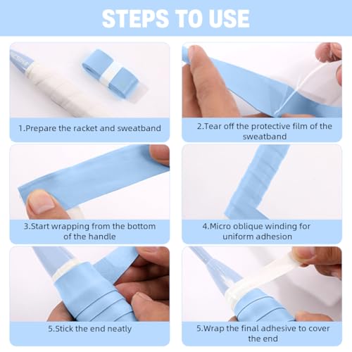 Image of Proberos 6 Pcs Badminton Grip Tape, Perforated Anti Slip & Sweat Absorbent Badminton Racket Grip Tape, Tape Strong Badminton Racket Grip for Badminton, Tennis Bat, Fishing Rod