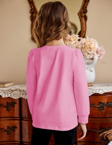 Image of Arshiner Girls Shirt Casual Square Neck Long Sleeve Shirts Fall Winter Tunic Tops For Girls 5-12 Years