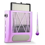 Nail Dust Collector Nail Tech, 80W Powerful Nail Dust Extractor Vacuum with Reusable Filter & Brush, Adjustable Electric Nail Fan Dust Vacuum for Acrylic Gel Nail Polishing Manicure Tool, Low Noise