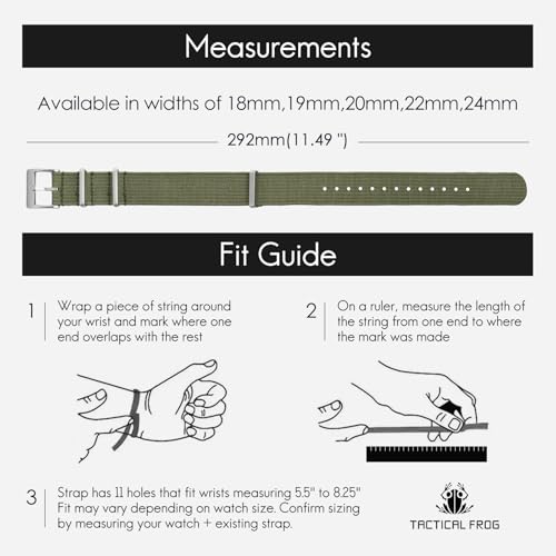 Image of TACTICAL FROG Nylon Watch Band 18mm 19 mm 20mm 22 mm 24 mm, Waterproof Military Watch Straps Replacement for Men Women, With Stainless Steel Buckle