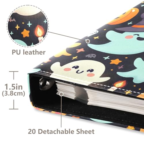 Álbum de Fotos Scrapbook Adhesivo de PU Cuero Halloween Fantasmas Libro de Fotos de 3 Anillos 40 Páginas 8x10 para Memorias miniatura 4
