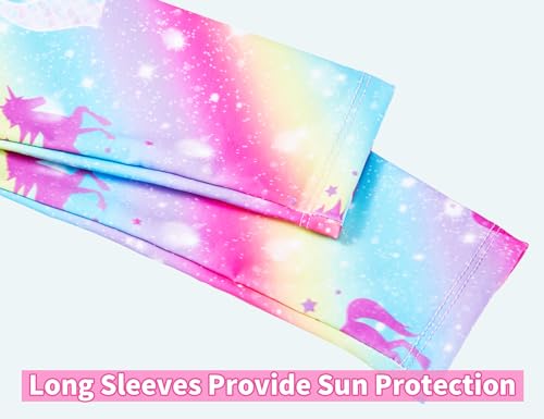 Image of Snowheart Girls Rash Guard Sets Long Sleeves Swimsuit 2 Pieces Tankini Bathing Suit Swimwear for Girls 3-12 Years