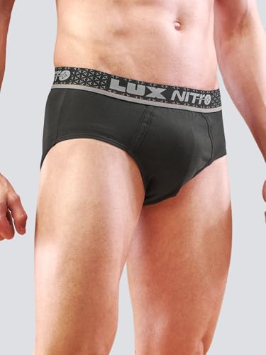 Image of Lux Nitro Men's Brief | 100% Combed Cotton | Super Soft Outer Waistband | Breathable & Everyday Comfort Pack of 4