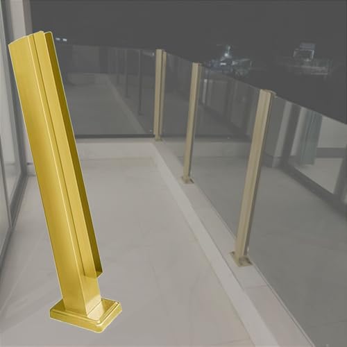 48 44 40 36 32 28 24 in Height Fence Balustrade Post, Porch Glass Fence Clamp Pole, Deck Fence Vitreous Railing Column for Indoor &amp; Outdoor Fences(C-Edge,Height 36in/90cm)
