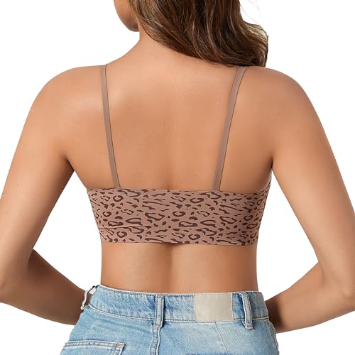 Image of DEANGELMON V Neck Bra Padded Seamless Adjustable Straps Bralettes Everyday Basic Sleeping Bras Multiple Pack