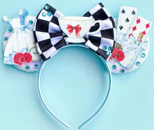 CLGIFT Mickey Ears Halloween, Handmade Flexible Headband, Sequin on Both Sides, Bow Size - 5 inches, One Size Fits All, 1 Count (Pack of 1), Hairband, Women, Alice