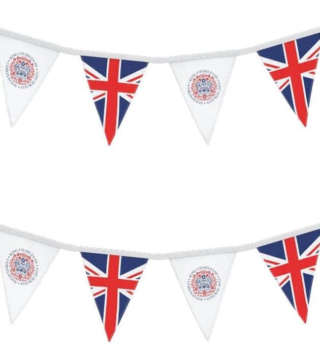 UK SELLER | 2023 Coronation Union Jack Bunting, 5 Meter, Large Size Flags | Union Flag Decorations | King's Coronation Bunting String | Royal Flag | King Charles Coronation Street Party Decoration