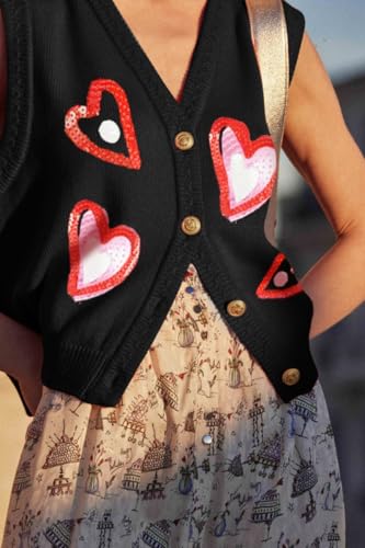 Image of Women Christmas Sweater Vests Santa Claus Print Sleeveless Knit Cardigan Vest Christmas Holiday Tank Top