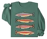 Colorful Trout Fish Shirt Trout Fish Sweatshirt Funny Graphic Sweatshirt For Fishing Lovers Green