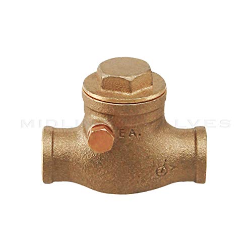 Midline Valve 432D256 Swing Check Valve, Backflow Prevention, Lead-Free 3/4 in. Sweat Connections, Cast Brass - Thumbnail 3