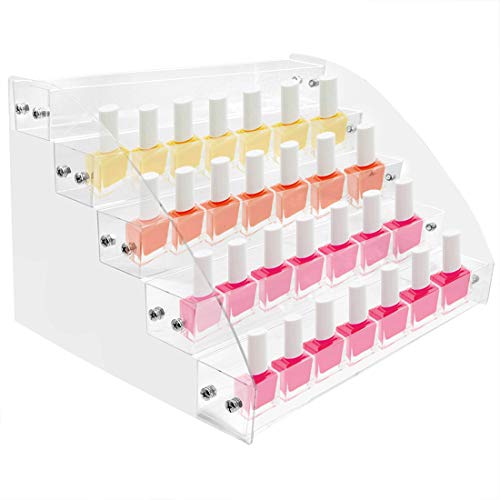Acrylic Nail Polish Holder 5 Tiers Display Rack Organizer Tabletop Display Stand Holds Up to 60 Bottles