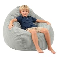 LPMOERA Bean Bag Chairs for Kids/Teen with Memory Foam Filling Bean Bag Sofa with Soft Corduroy Fabric BeanBag Chair for Living Room Bedroom College Dorm Reading Chair Greyish-Green