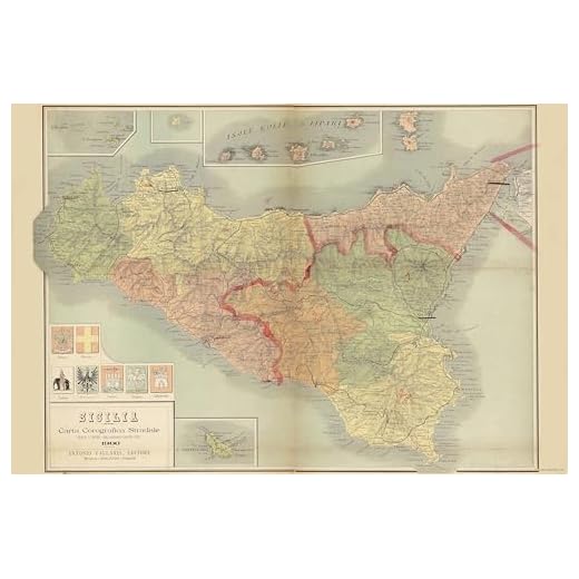 History Galore 24"x36" Gallery Poster, 1900 map of Sicily Italy