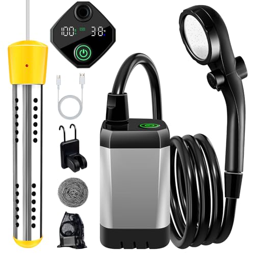 Ducha portátil con calentador de 2000W y batería recargable de 6000mAh