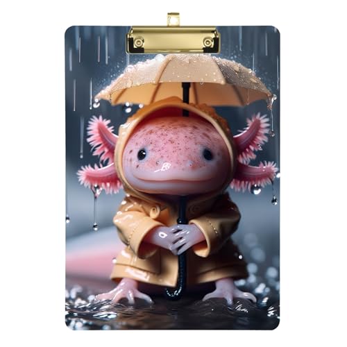かわいいAxolotlアニマルプリントクリップボードアクリル。控えめなメタルクリップ付き。子供、男の子、女の子用、12.5インチ x 9インチ。