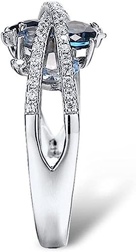 S925 Ocean Style Double X Hollow Sea Blue Zircon Ring, Vintage Style Ring Retro Creative New X Shaped Ring #TOP3