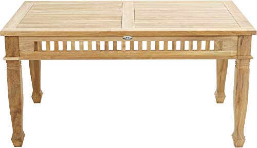 Preisvergleich Produktbild Ploß 1044590 Gartentisch rechteckig Teak Verzierungen Handarbeit