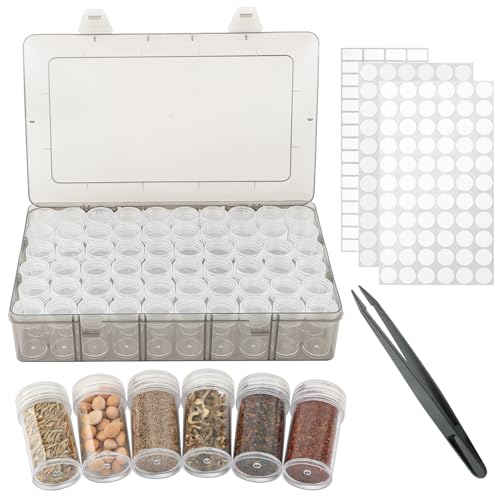 Image of 60 Slots Seed Storage Organizer with Label Stickers and Tweezers, Seed Organizer Storage Box, Portable Bead Storage, Seed Container Storage Use for Flower Seeds, Vegetable Seeds