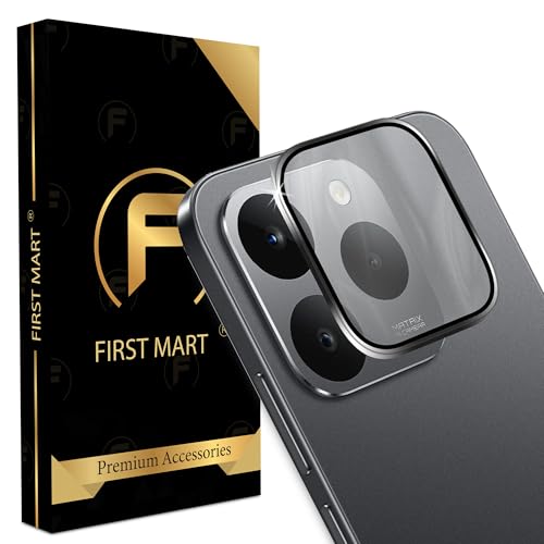 Image of FIRST MART Black Camera Ring Guard Protector for Realme 15T | Tempered Glass with Metal Alloy Rings, HD Clear, Scratch Resistant, Case-Friendly | Pack of 1