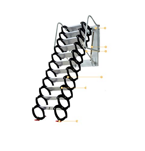 Attic Ladder Heavy Duty Telescopic Folding Stairs, loft Ladder Pulled Down Aluminum Material Design 660lb