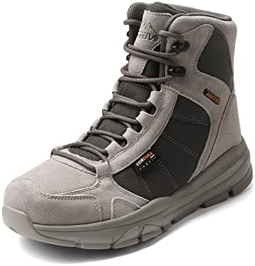 NORTIV 8 Men's Waterproof Military Tactical Work Boots Lightweight Outdoor Hiking Motorcycle Combat Boots SNMT222M Grey Size 10.5 M US