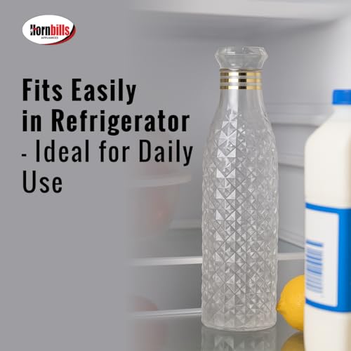 Image of HORNBILLS DIAMOND Fridge Water Bottle Set of 6-1000ml Each|Food Grade,Freezer Safe,Unbreakable|Ideal for Office,Gym,School,Travel Hiking Camping & Outdoor|Leak Proof & BPA Free|Everyday Hydration