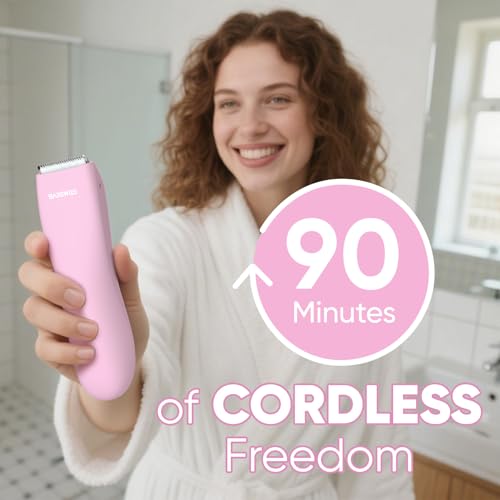 BAREWIZE Bikini Trimmer for Women, Pubic Hair Trimmer | Waterproof, USB-C Rechargeable, LED Light, Replaceable Blade | Electric Razors for Women, Electric Lady Shaver (Rose) by BAREWIZE - Image 8