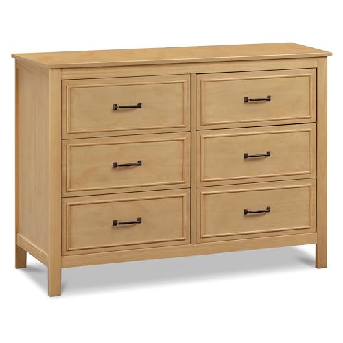 Image of Davinci Charlie 6-Drawer Baby Dresser - Wooden Double Chest of Drawers for Kids, Boys and Girls - Multi-Purpose Storage Dresser for Bedroom, Nursery, Living Room & Hallway, Easy to Assemble - Honey