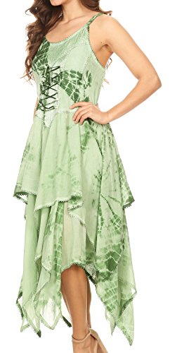 Image of Sakkas Annabella Corset Bodice Handkerchief Hem Dress