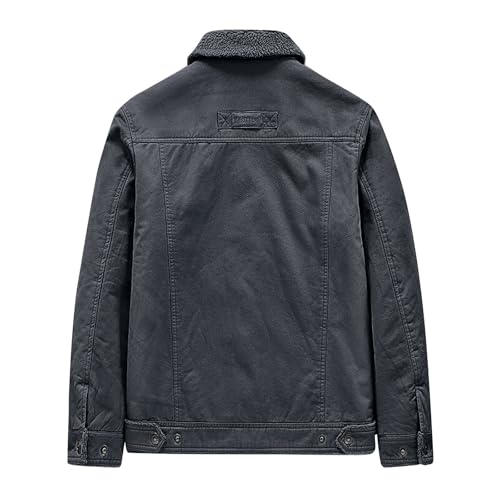 ADHOWBEW Winter Jackets for Men Warm Sherpa Hunting Zip Up Thicken Long Sleeve Fleece Lined Big and Tall Vintage Outerwear2