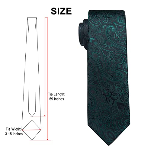 Image of DiBanGu Mens Paisley Tie Set Silk Woven Jacquard Necktie and Pocket Square Cufflinks Gift Set for Wedding Bussiness
