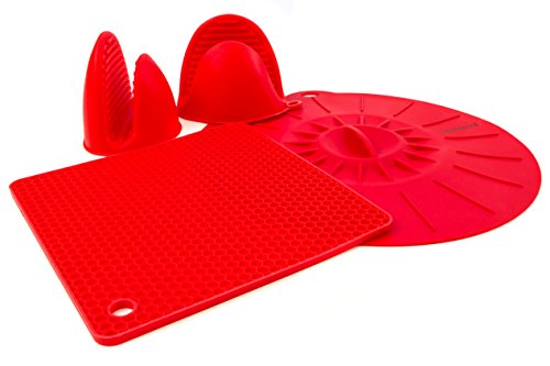 Instant Perrrt Accessories Silicone Starter Kit - Pair of Mini Mitts, Pot Holder, and Sealing Lid