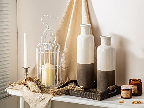 Cwlwgo-15.5,13 Inches High Ceramic Rustic Vase For Home Decor, Set Of 2 Decorative Vases For Table,Bedroom, Living Room,Retro White,Great For Adding A Decorative Touch To Any Room's Decor.… #TOP5