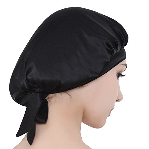 Greencolourful chapeau de nuit bonnet de nuit en soie bonnet de couchage pour femme (noir)