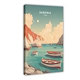 NLKQHTF Póster de viaje de Cerdeña, póster de lona, decoración de dormitorio, paisaje, oficina, habitación, regalo, 60 x 90 cm