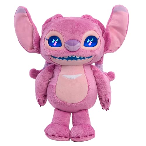 Just Play Disney Stitch Many Moods Peluche Intéractive Angel 34 cm, Plus de 50 Sons et Réactions, Jouet pour Fans, Filles, Garçons et Enfants dès 3 Ans