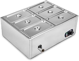 VEVOR 110V 6-Pan Commercial Food Warmer 850W Electric Countertop Steam Table 15cm/6inch Deep