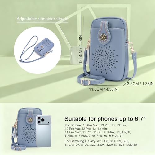 Image of APHISON Small Crossbody Bags for Women, Lightweight Vegan Leather Cell Phone Purse, Cute Purses with Tassels