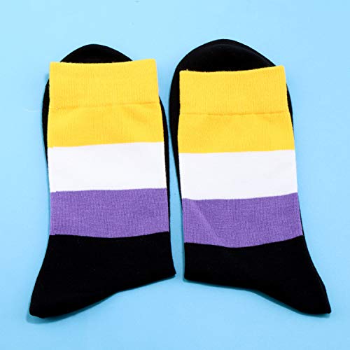 JXGZSO 2 Pairs Non Binary Pride Flag Socks Non Binary Gifts LGBT Nonbinary Gift Pride Queer Non-Binary Gift (Non Binary Pride Flag Socks 2.0)3