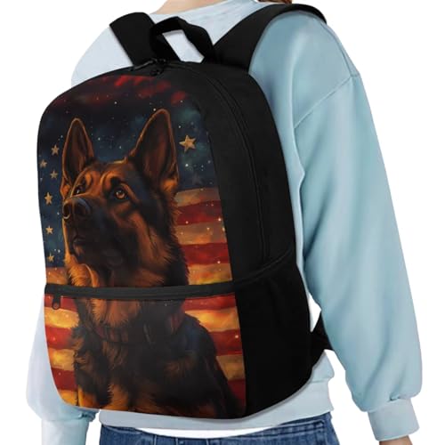 Cozeyat American German Shepherd Backpack for Boys 8-12 with Lunch Box Lightweight Teen Bookbag for Boys Ages 12-14 Large Capacity Boys School Bag Set 4 in 1 Children Casual Daypack Rucksack3