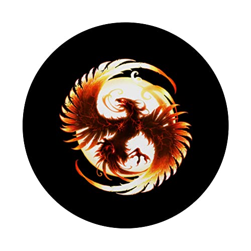 Phoenix Rising From Ashes PopSockets Swappable PopGrip, Black - Image 3